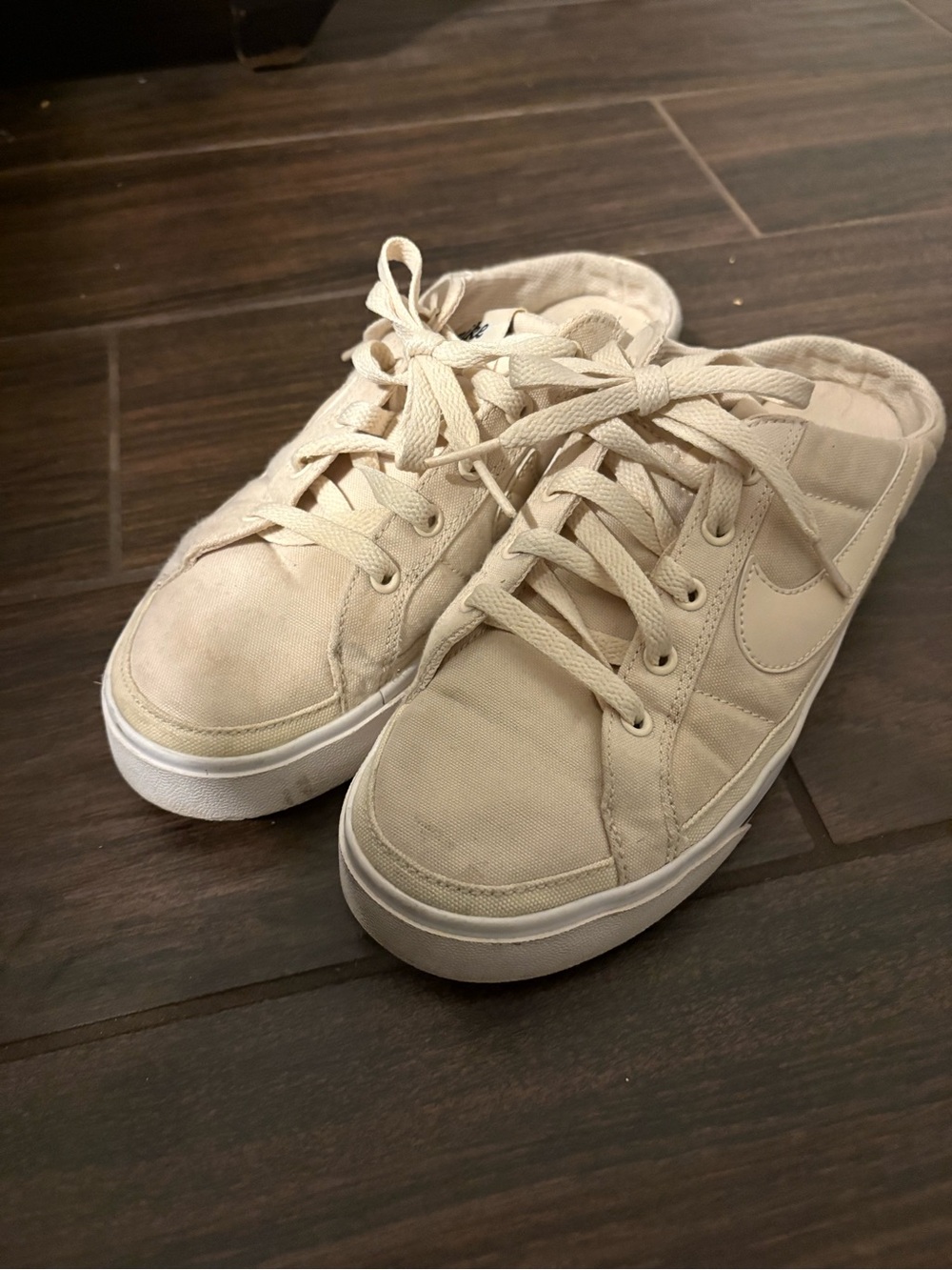 Beige Canvas Lace-Up Women's Sneakers